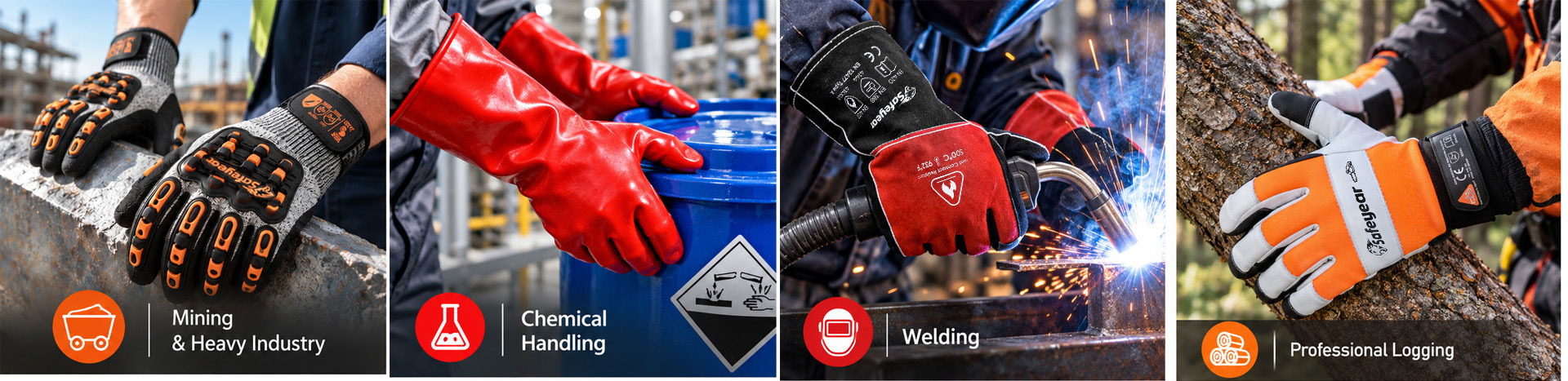 Safeyear Industrial Work Gloves Промышленные рабочие перчатки Safeyear для защиты от порезов, ударов, химикатов, холода, сварки и бензопилы.