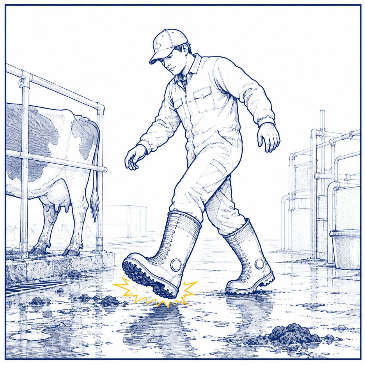 Wet and Slippery Hazards in Livestock Farming Молочные продукты/Животноводство