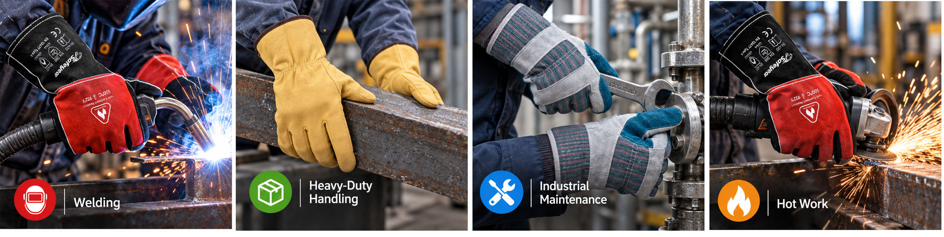 Safeyear Leather & Welding Work Gloves Кожаные рабочие перчатки для сварки, огневых работ, тяжелых погрузочно-разгрузочных работ и промышленного обслуживания.