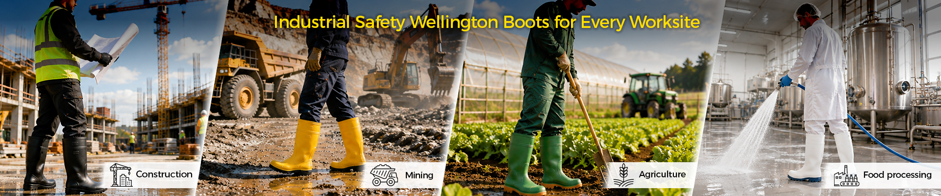 Steel Toe Waterproof Industrial Wellington Boots Промышленные резиновые сапоги для горнодобывающей промышленности и мокрых работ