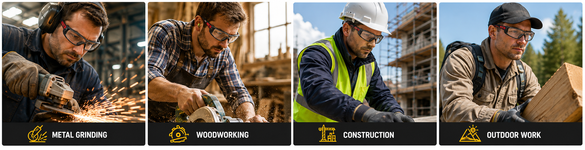 Foam-Lined Safety Glasses for Dusty Work Environments Защитные очки с пенопластовой подкладкой для шлифовки, деревообработки, строительства и пыльных работ на открытом воздухе.