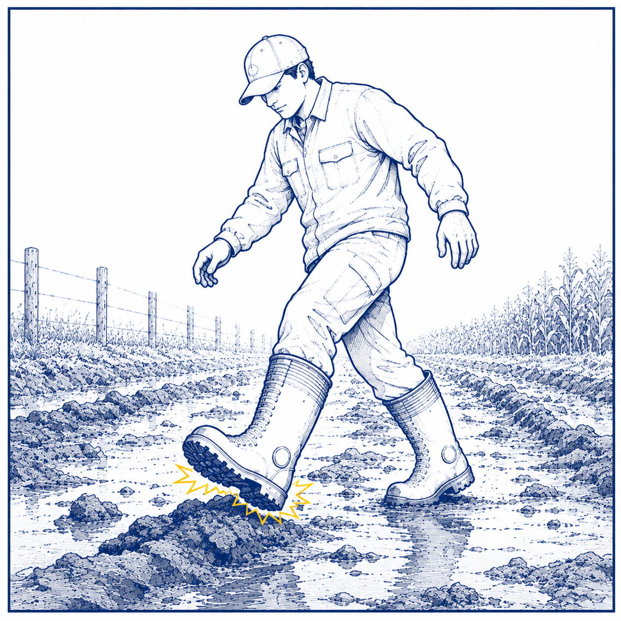 Mud and Uneven Ground Hazards in Farm Work Полевые работы