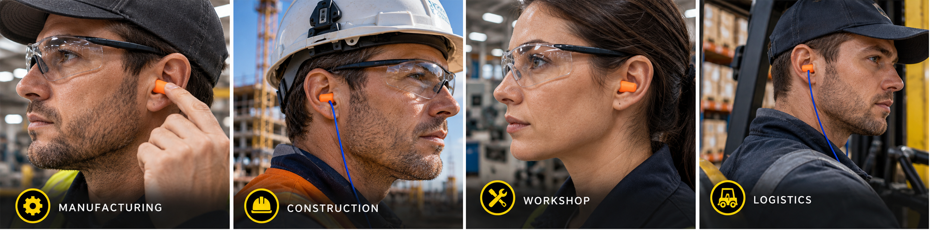 Safety Earplugs for Industrial Hearing Protection Безопасные беруши Safeyear для защиты слуха на производстве, строительстве, мастерских и логистике