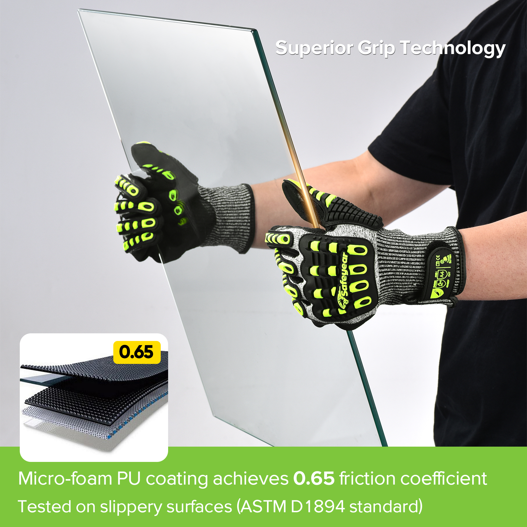 Gloves HDPE Cut Gloves защищающие перчатки TPR9004 Green