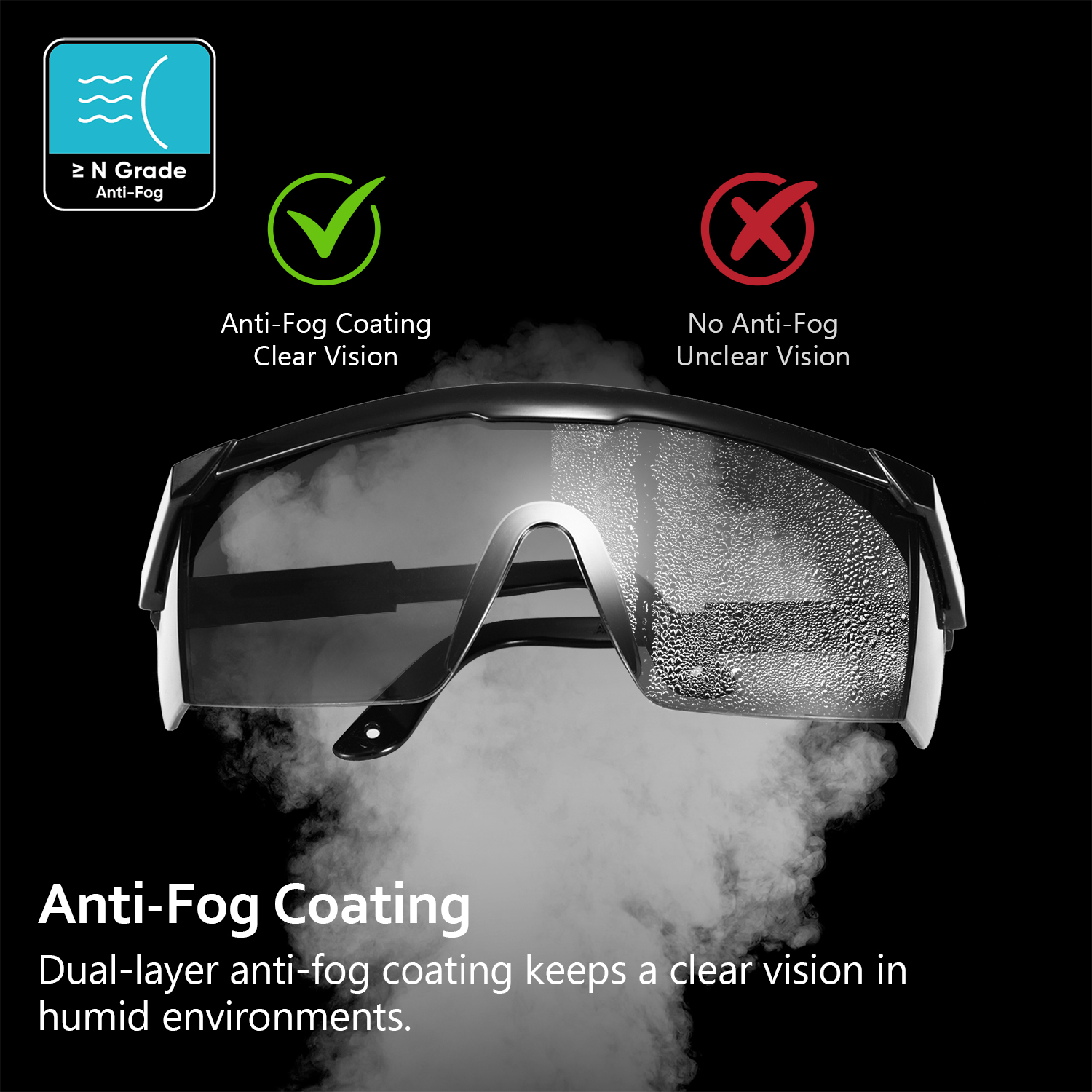  Dark PC Safety Glasses KS102 Black