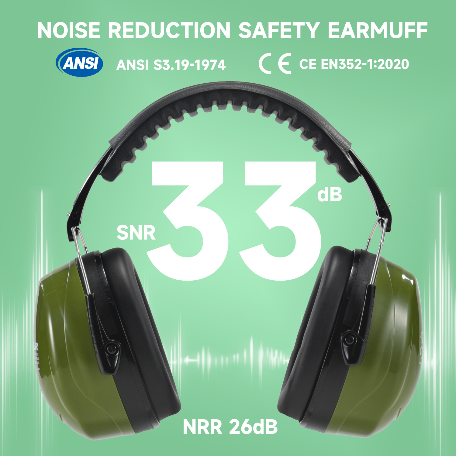 Готовые запасы ABS Защитные ушные муфты EM-5002 Green