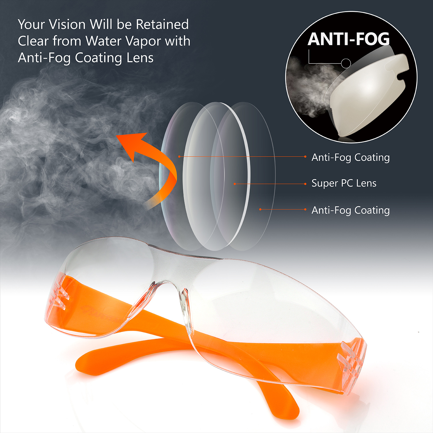 Защитные очки для защиты глаз SG001 Оранжевые