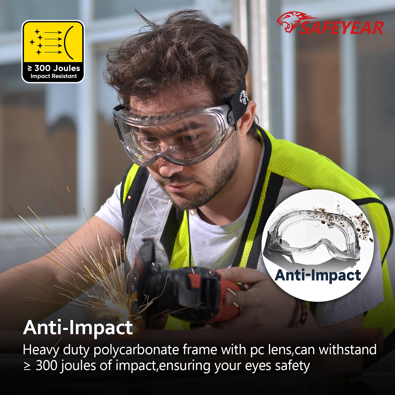 Высококачественные чрезмерные очки прозрачные защитные очки SG007 