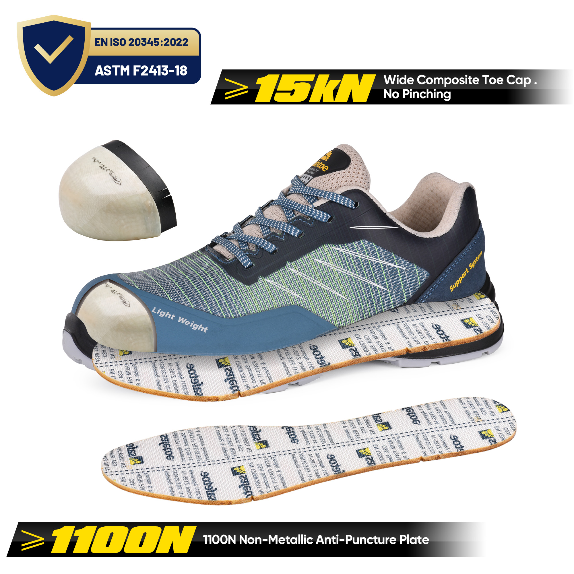 Мужские легкие дышащие защитные кроссовки для работы на складе L-7572 