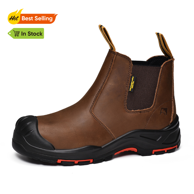 Мужская кожаная безопасность Chelsea Композитный носок на ногах на лодыжке сапоги M-8025NB OC