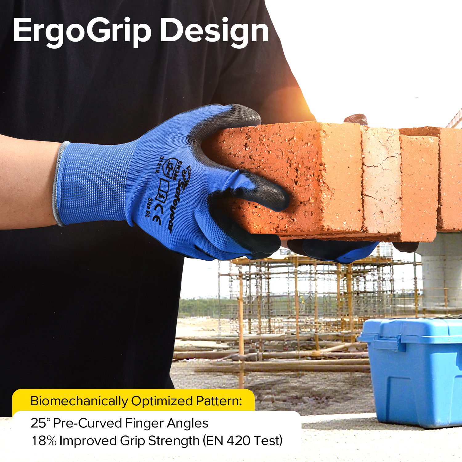 Рабочие перчатки для тяжелых условий эксплуатации с полиуретановым покрытием PN8003 Синие