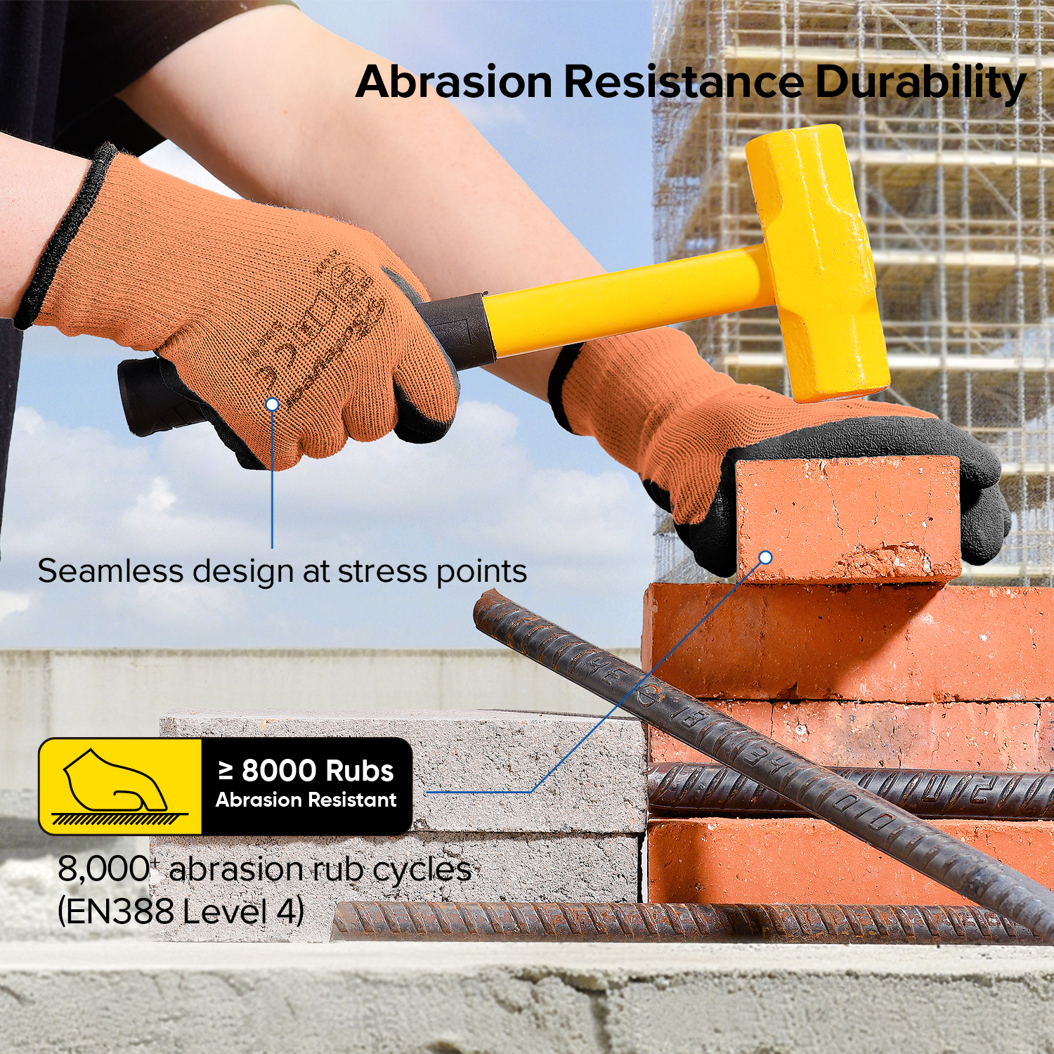 Защитные рабочие перчатки с латексным покрытием LY-3013 Оранжевые