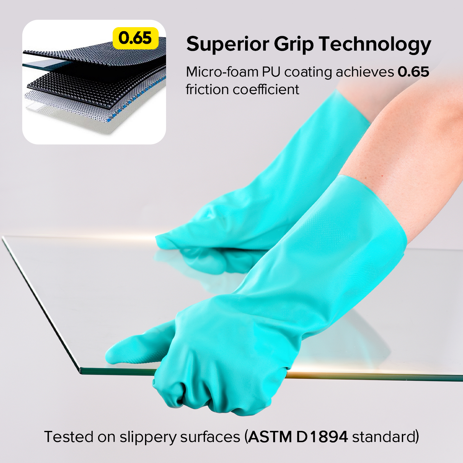 Химически стойкие рабочие перчатки FL-0056 Зеленые