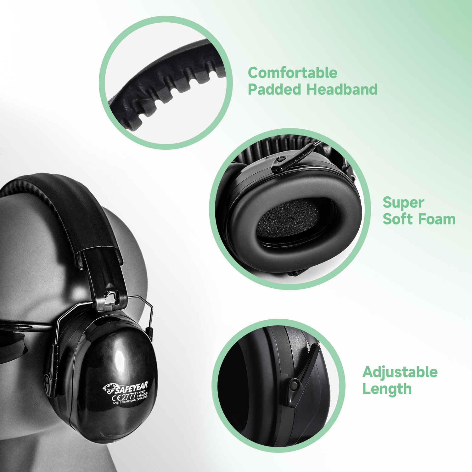 Готовые запасы ABS Защитные ушные муфты EM-5002 Black