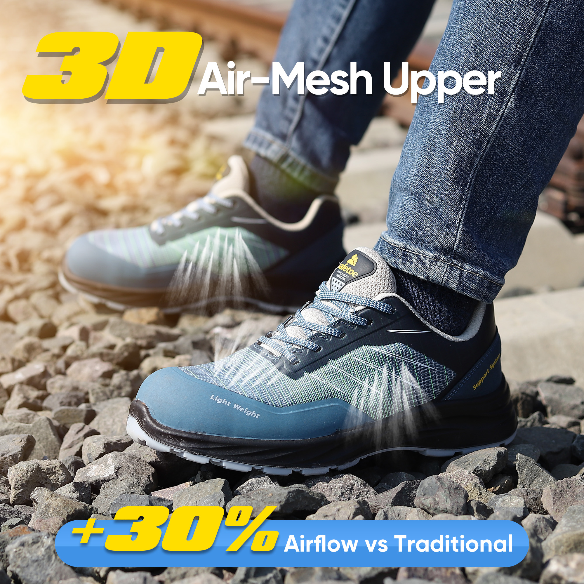 Мужские легкие дышащие защитные кроссовки для работы на складе L-7572 