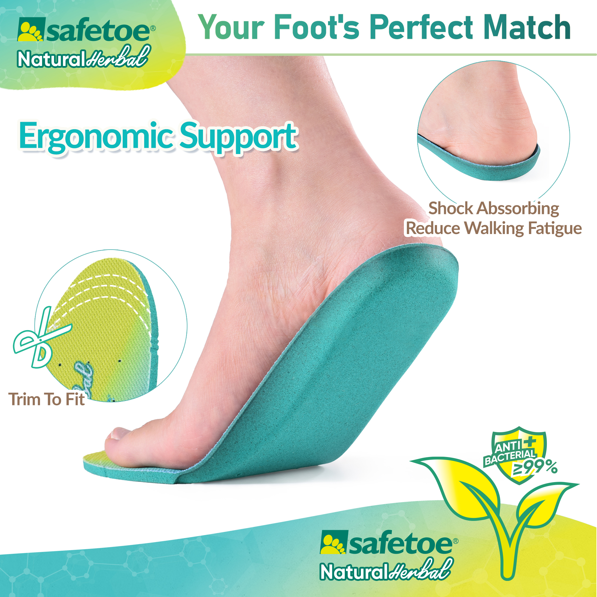 Антибактериальные ортопедические стельки для рабочих ботинок J-018