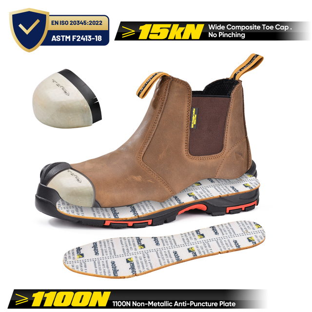 Кожаные ботинки без шнуровки с композитным носком для дилеров M-8025NBO