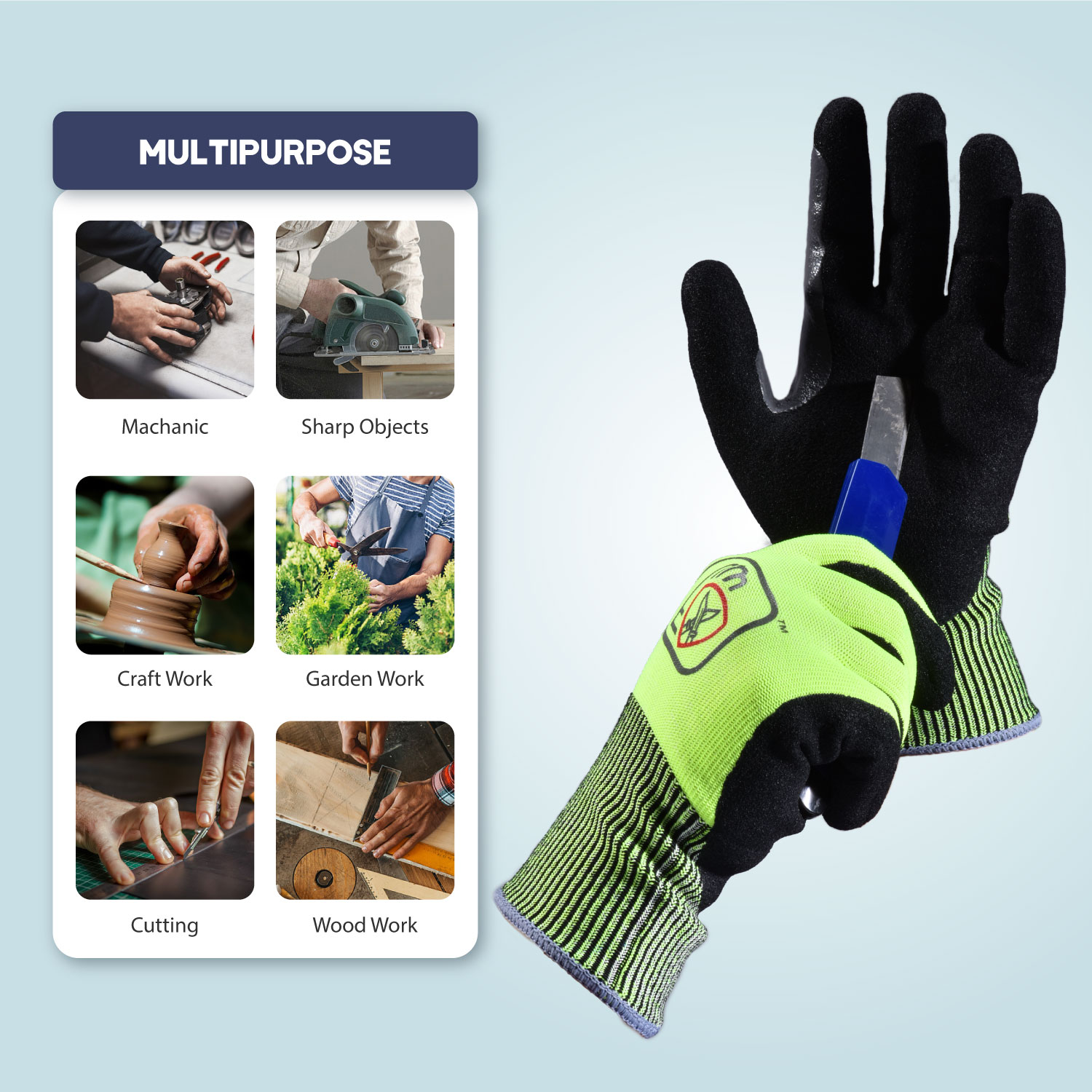Стойкие к порезам защитные рабочие перчатки FL-HDPB