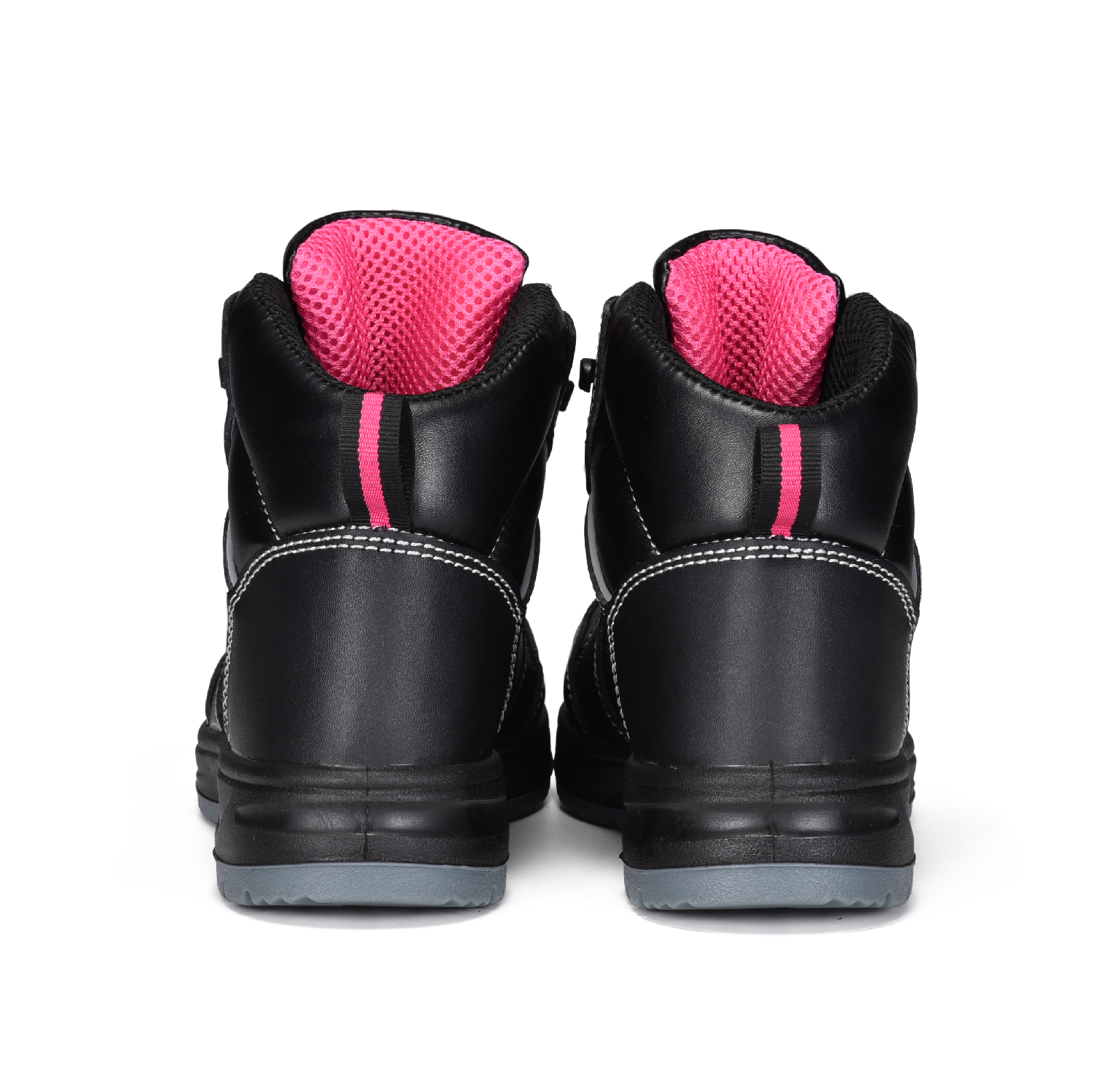Черные женские рабочие ботинки из коровьей кожи с защитным стальным носком M-8516, гладкие