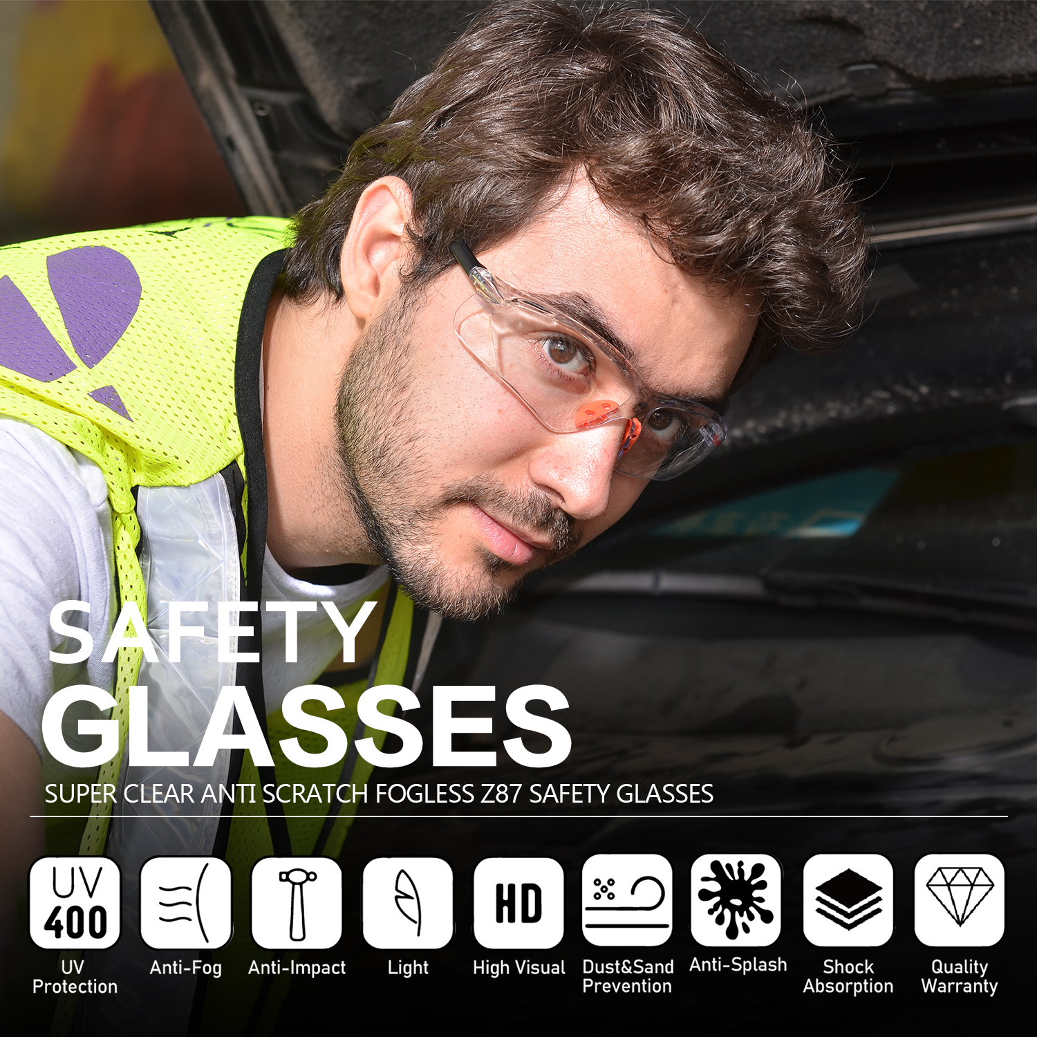 Готовые чистые промышленные защитные очки SG003OR