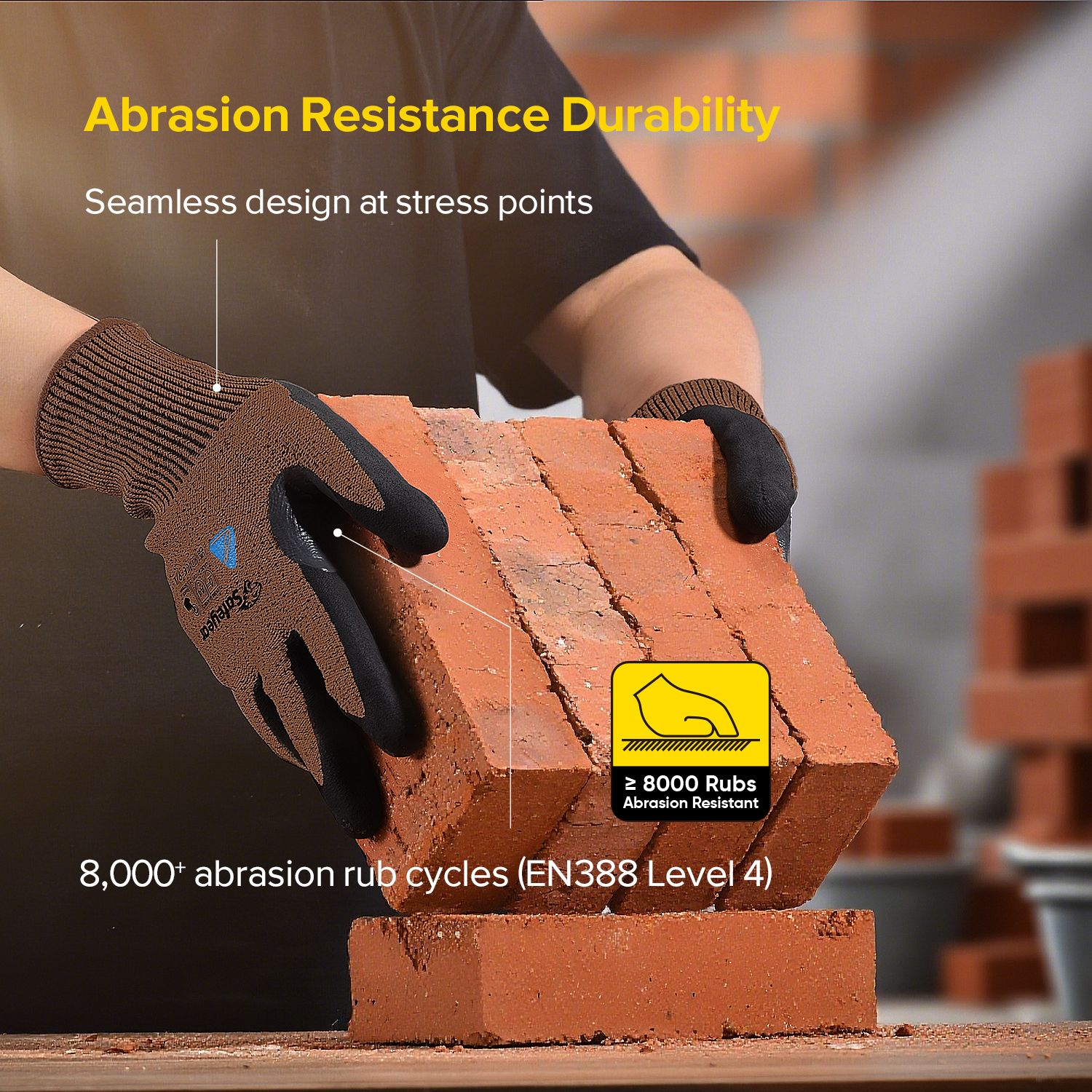 Перчатки для строительных работ Устойчивые к порезам защитные рабочие перчатки PD8045 Коричневый