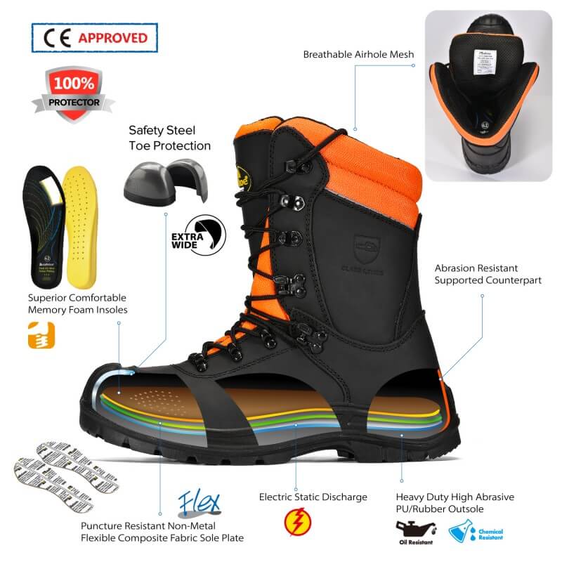 Легкие защитные сапоги для бензопилы со шнуровкой до носка LMZ9051088 