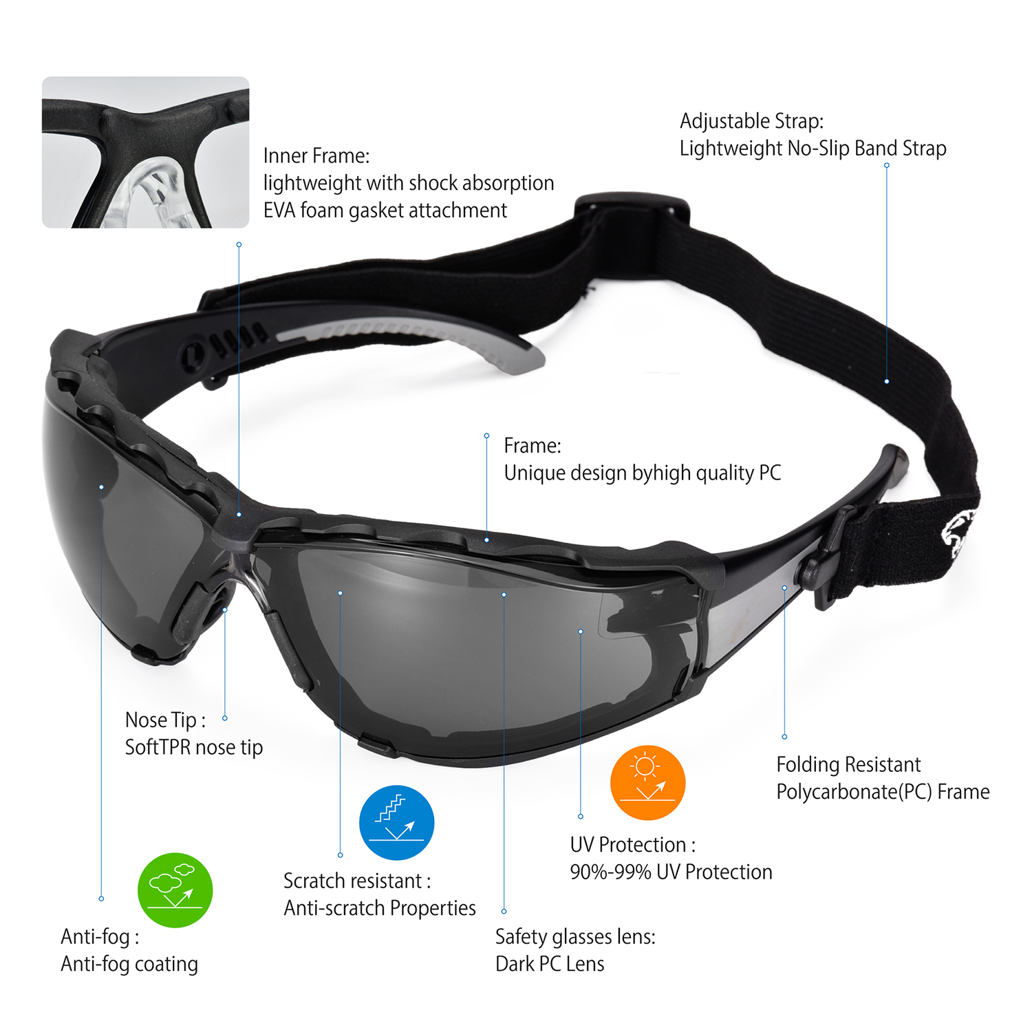 Готовые защитные защитные очки для женщин SG037 Black