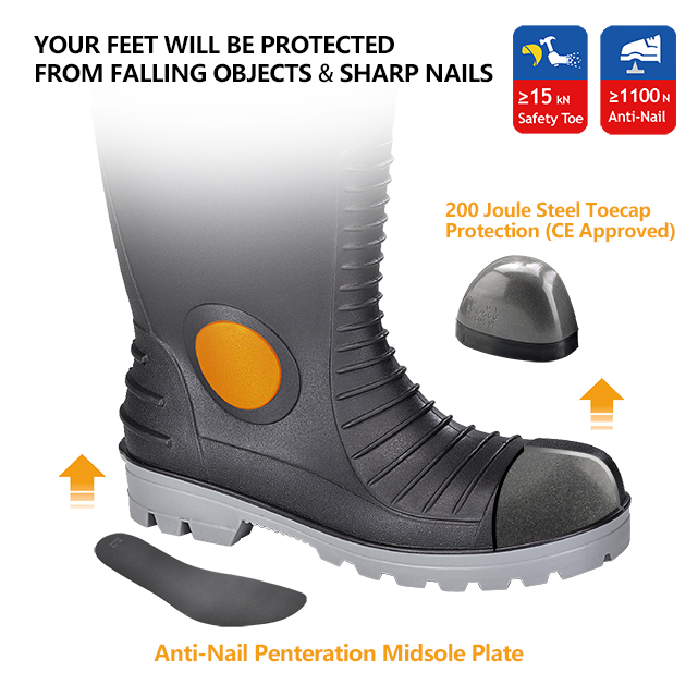 S5 Steel Toe PVC Boots Waterpronation W-6055 Aqua Guarder