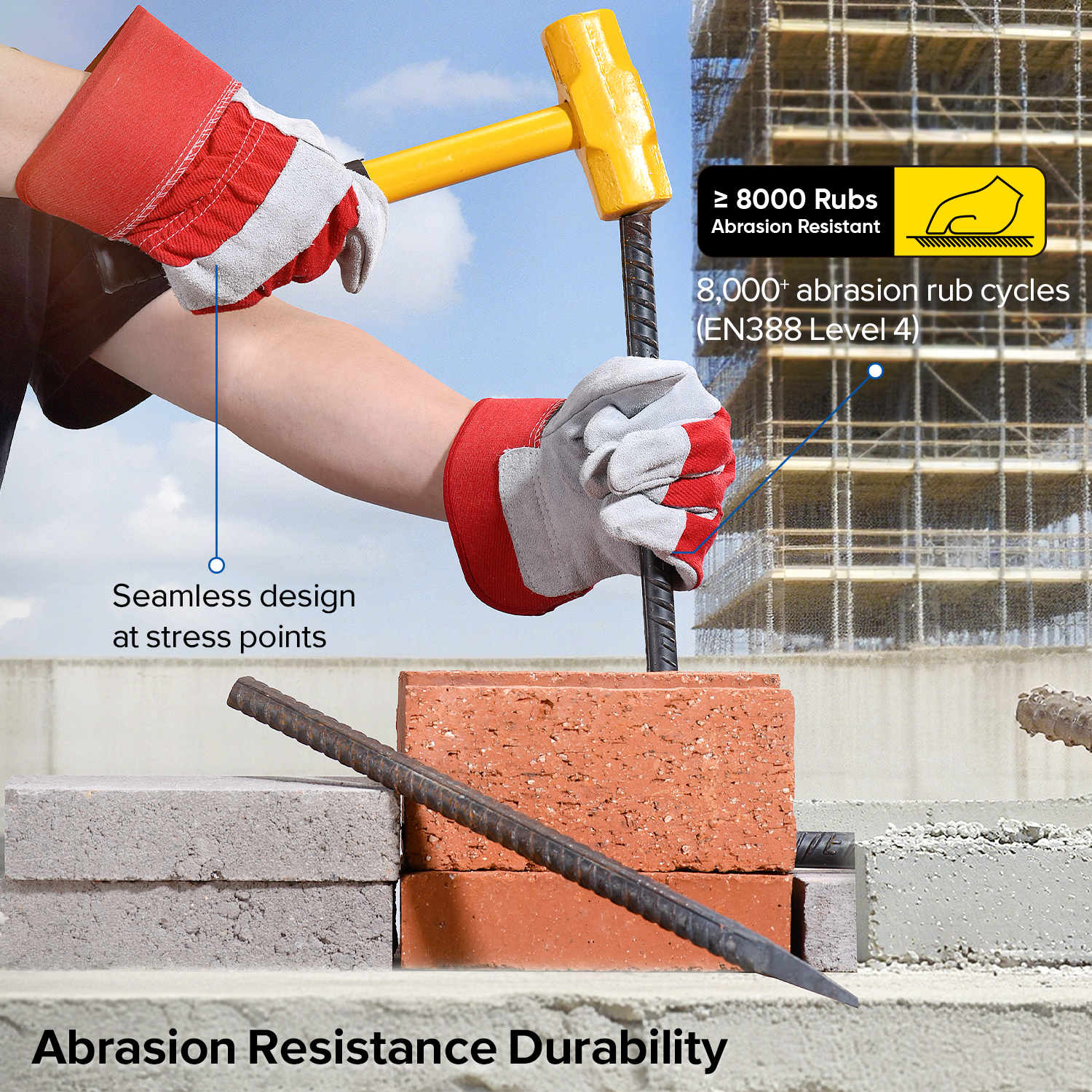  Кожаные защитные перчатки Перчатки для механика Кожаные FL-1015 Красный