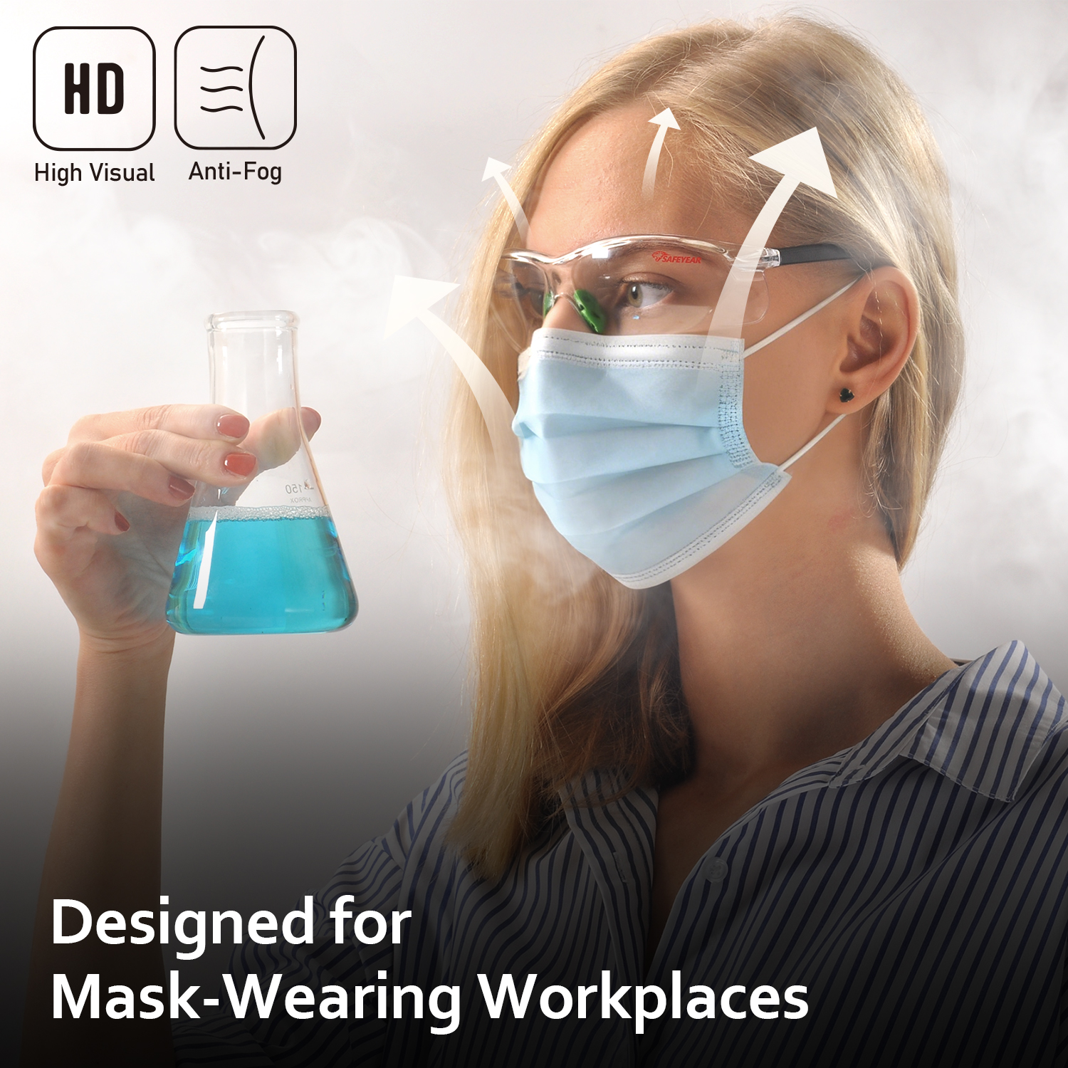 Готовые противозапотевающие защитные очки, устойчивые к царапинам ANSI Z87.1 CE EN166 SG003, зеленые