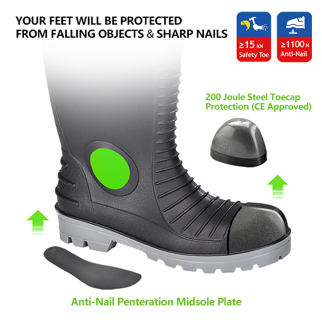 Водонепроницаемые S5 Steel Toe Pvc Boots W-6055 Aqua Guarder