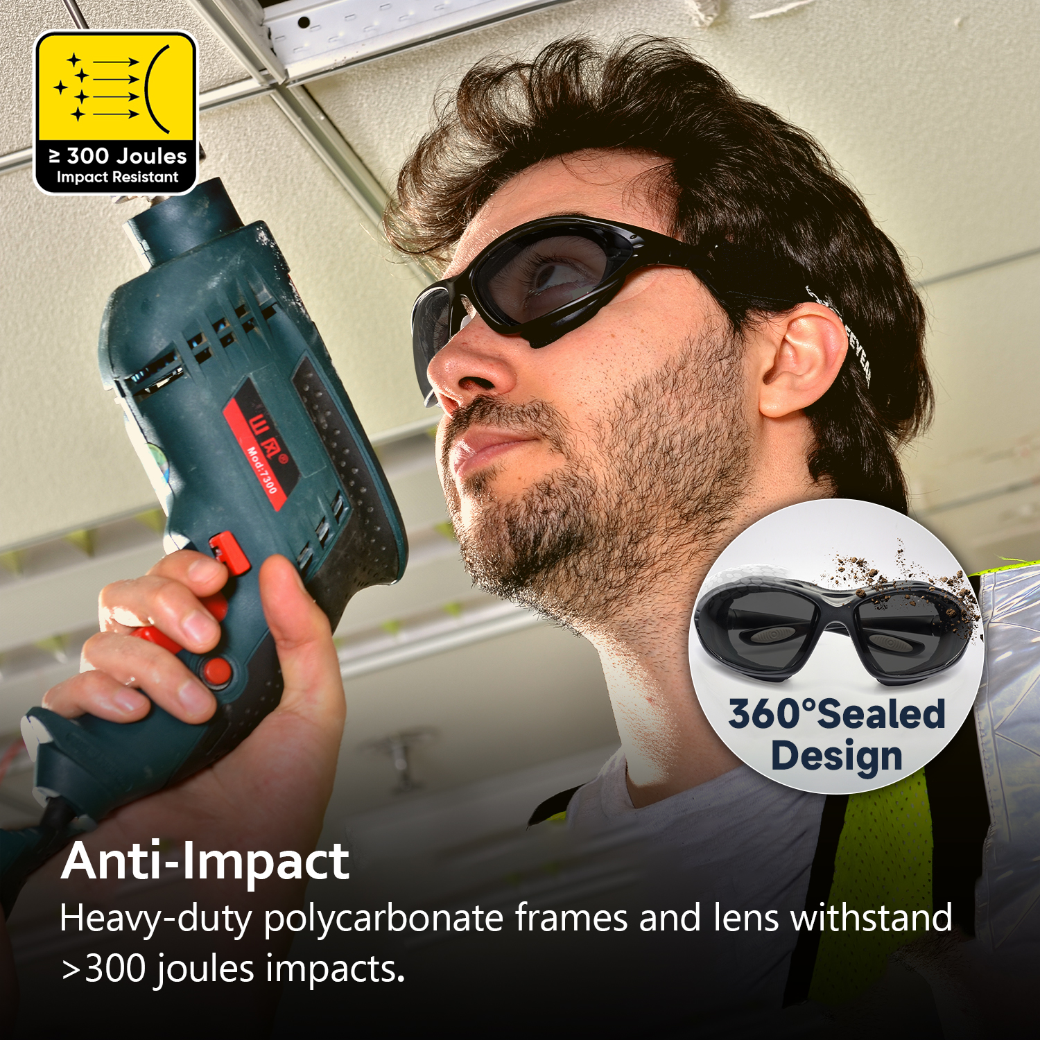 Сверхкомфортные противозапотевающие защитные очки с мягкой внутренней пеной | ANSI Z87.1 и EN166 SG002 Черный