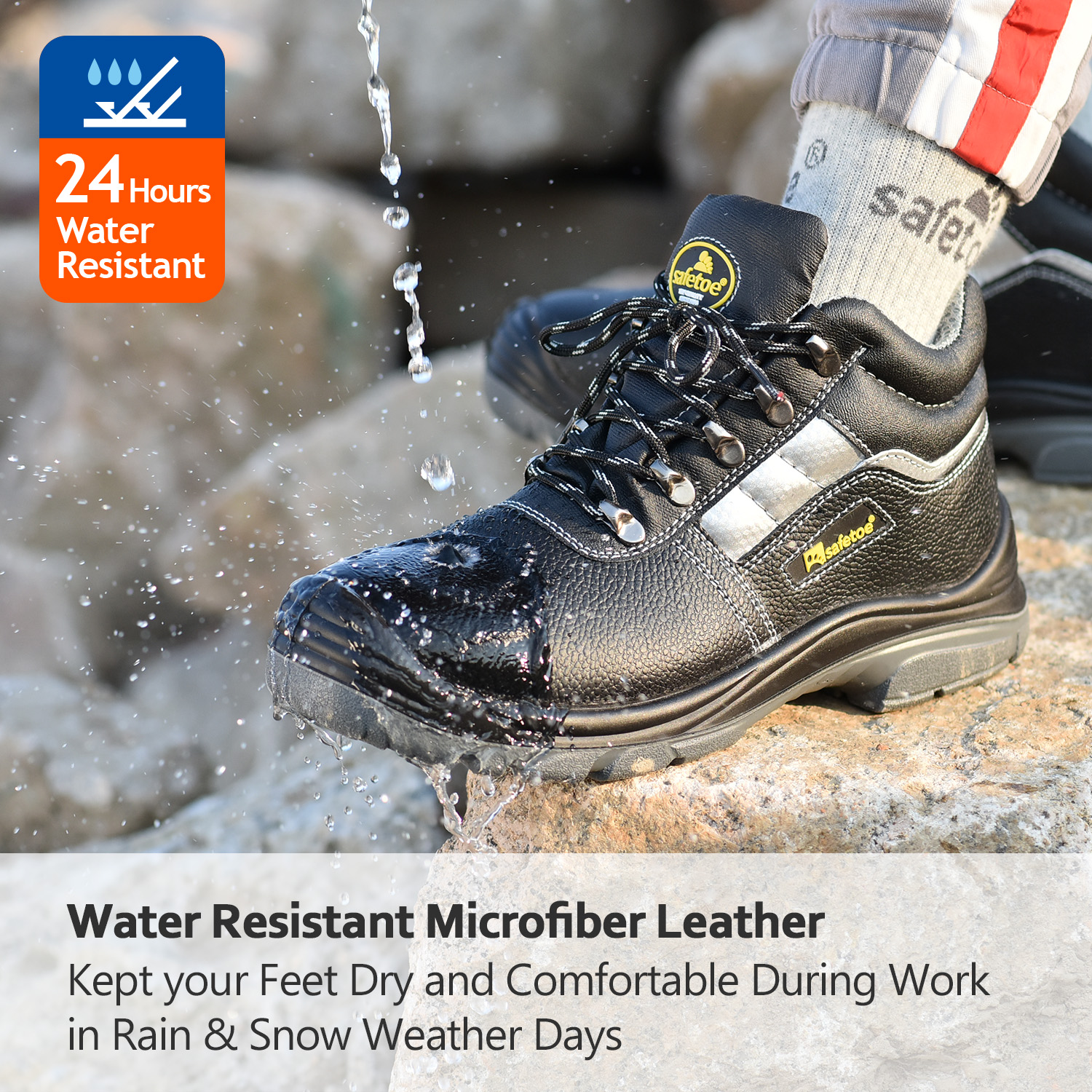 Готовые мужские водонепроницаемые рабочие ботинки со стальным носком M-8027