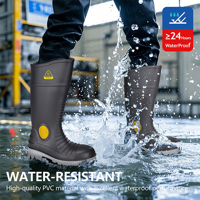 Резиновые сапоги с водонепроницаемыми W-6055 Black