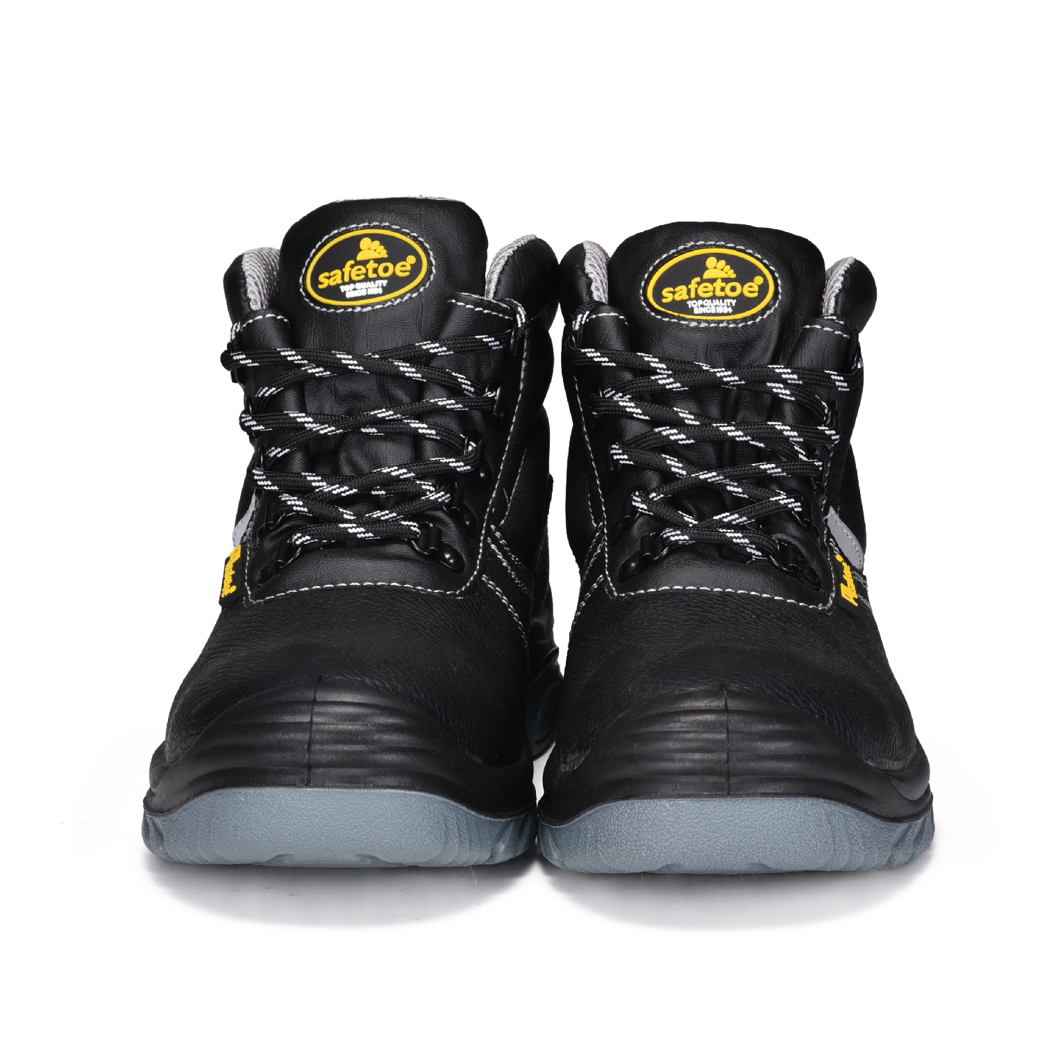 Черные мужские защитные ботинки из коровьей кожи с маслостойким стальным носком M-8520