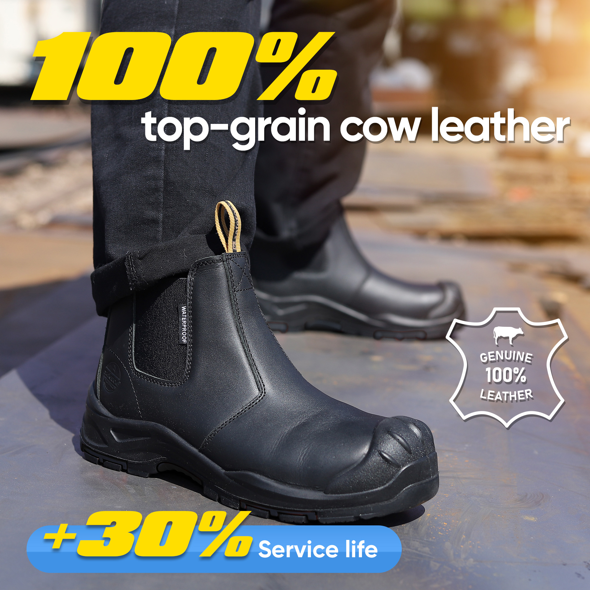 Водонепроницаемые рабочие ботинки Chelsea для горнодобывающей промышленности с композитным носком M-8025NB-BKOC