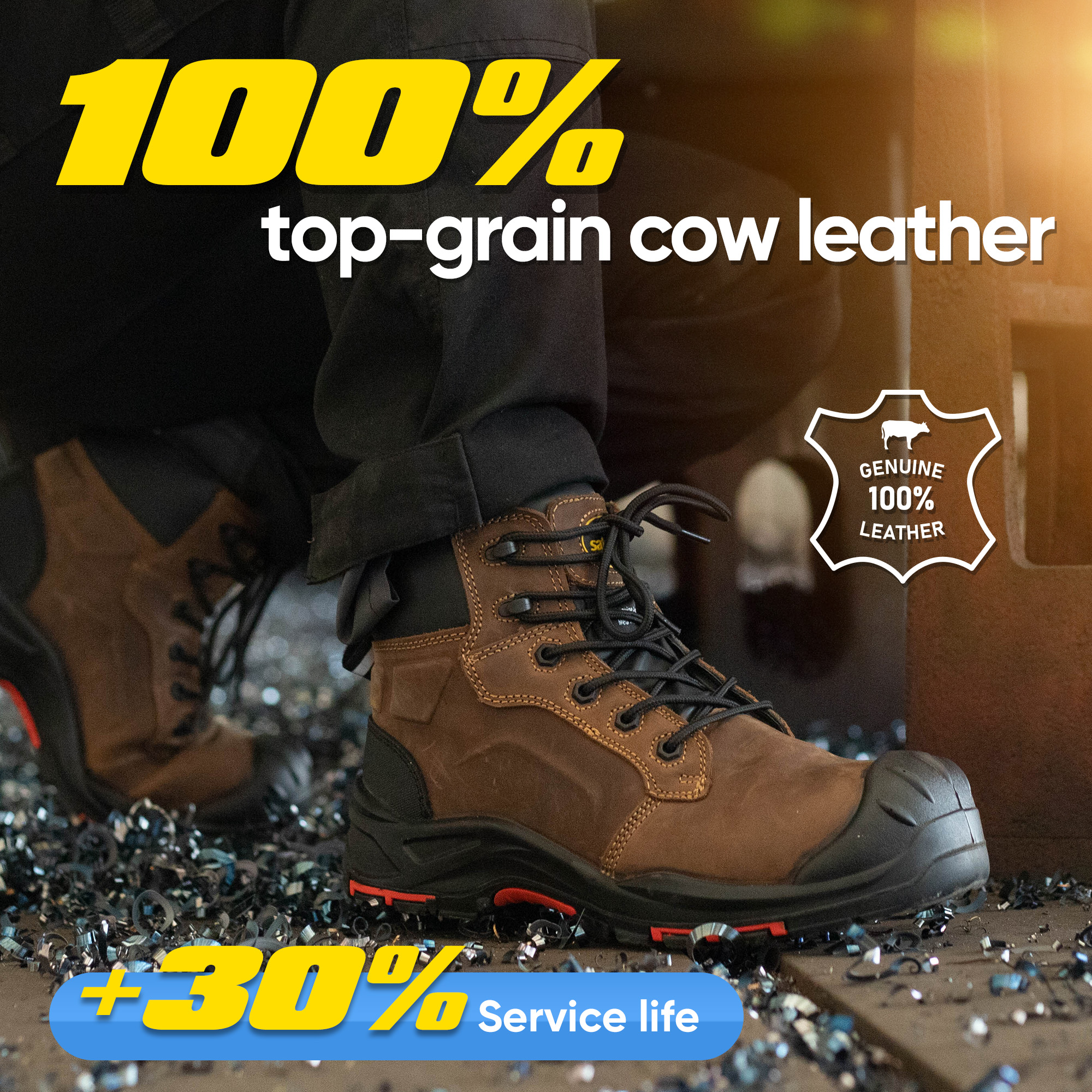 Рабочие безопасные ботинки Верхние масла и устойчивое к скольжению M-8552