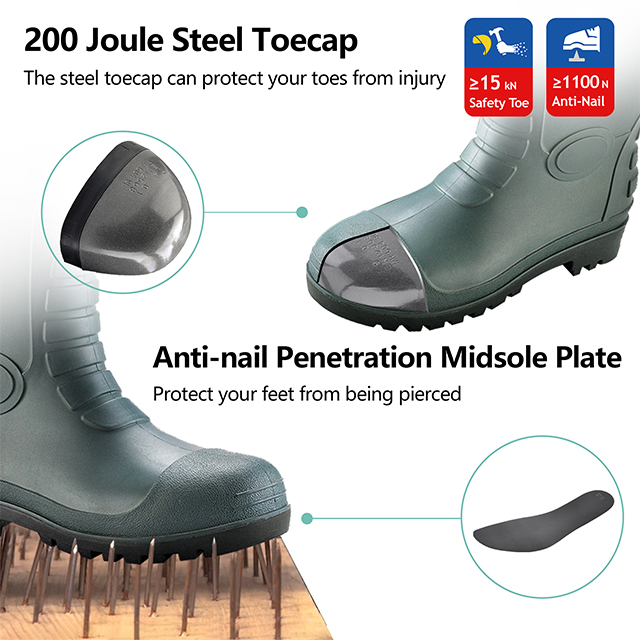 ПВХ-жвачка дождя сапоги W-6038 Зеленый