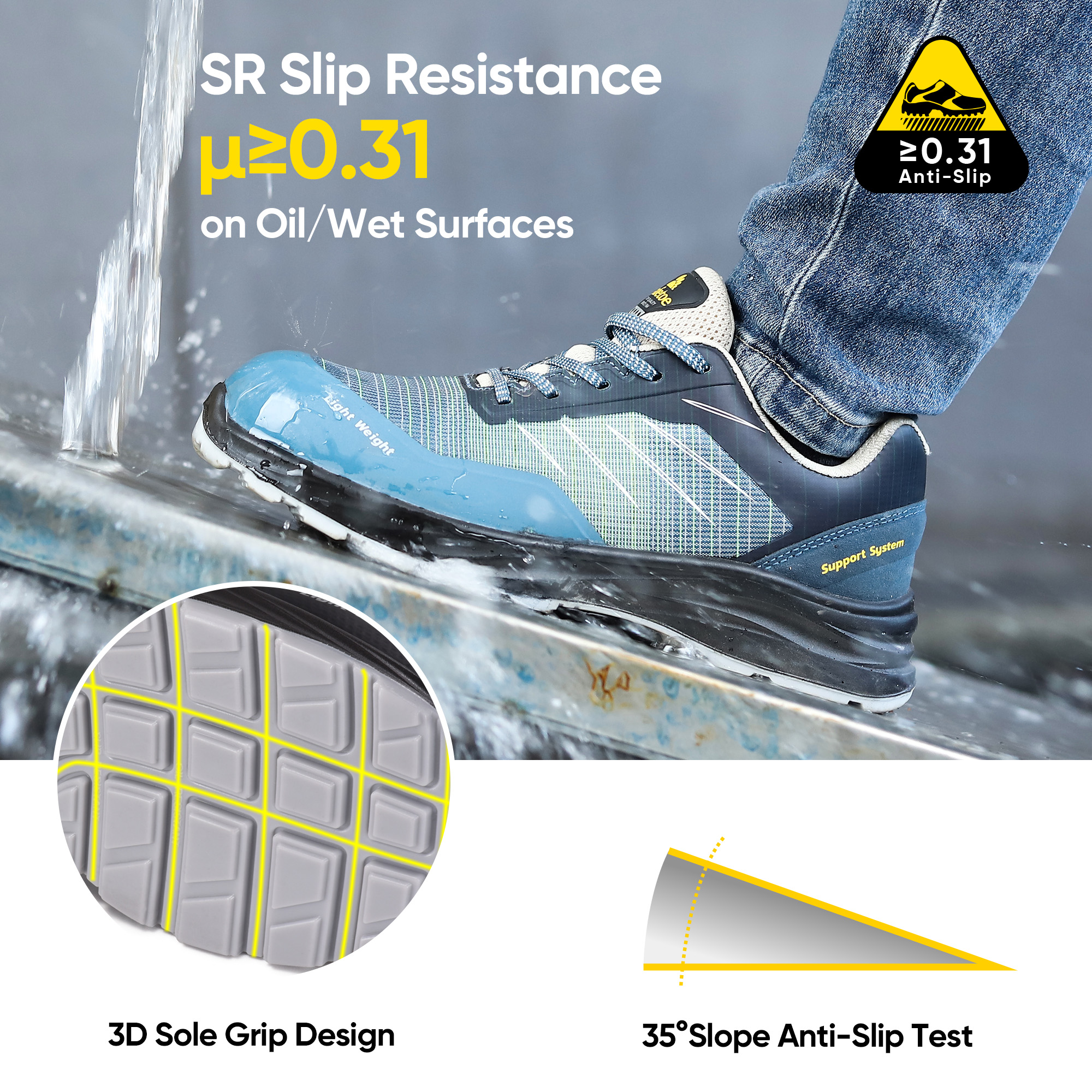 Мужские легкие дышащие защитные кроссовки для работы на складе L-7572 