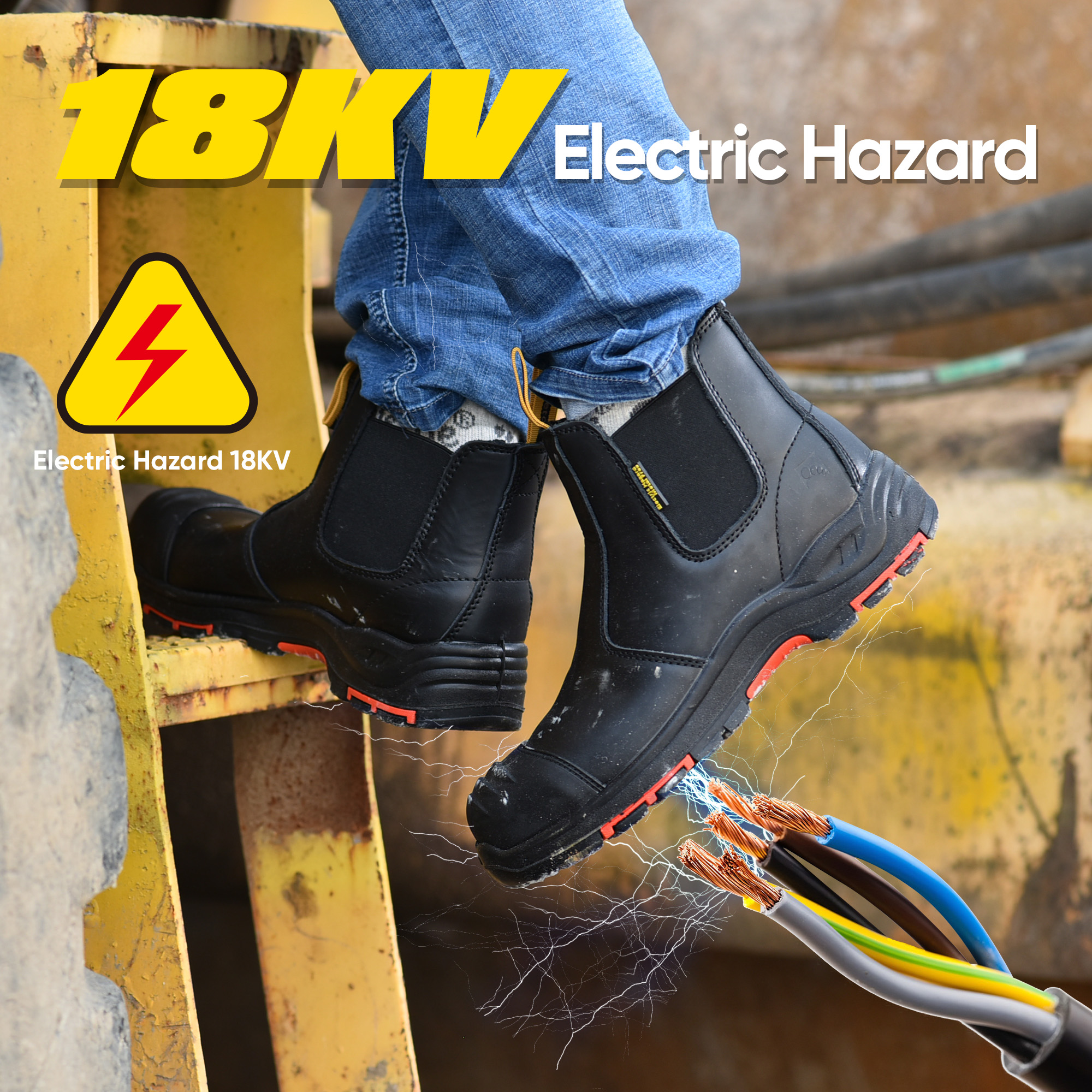 CSA Canadian Green Triangle Safety Work Boots M-8025NBK