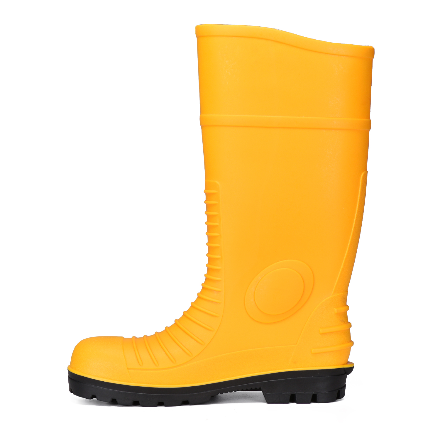 Желтые ботинки дождя безопасности ПВК минирования со стальным желтым цветом пальца ноги В-6055