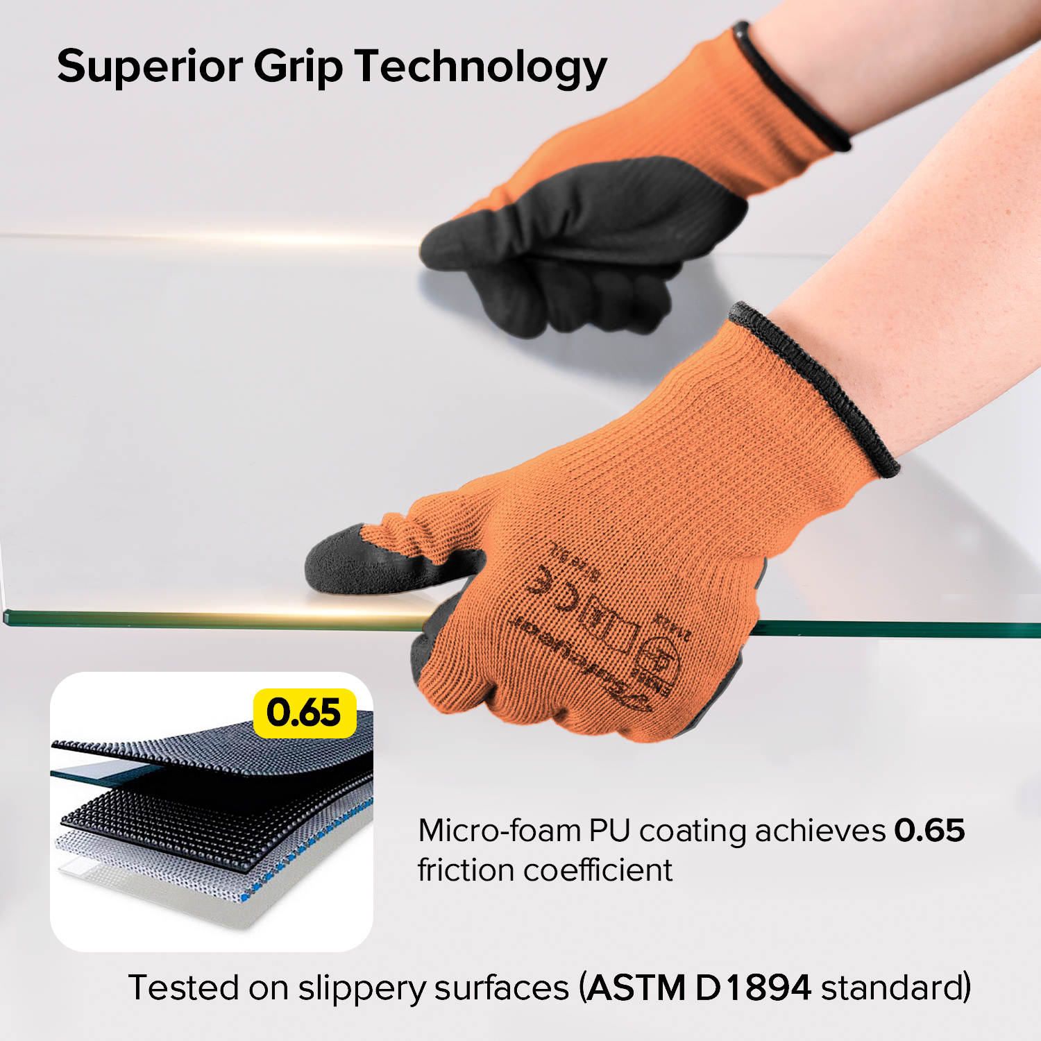 Защитные рабочие перчатки с латексным покрытием LY-3013 Оранжевые