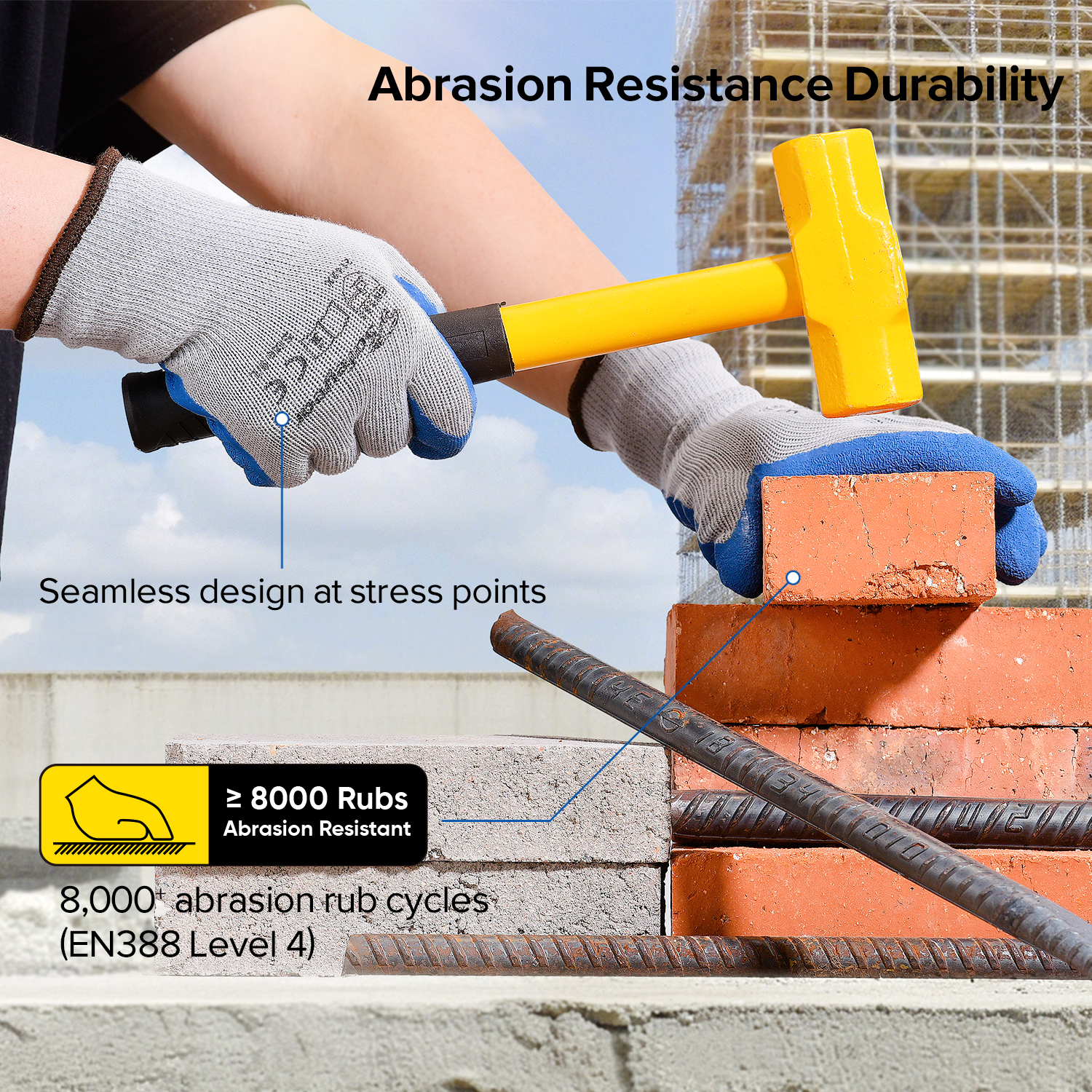 Защитные рабочие перчатки с латексным покрытием LY-3013 Синие