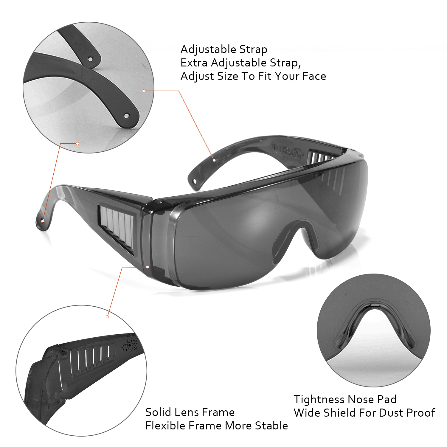 Защитные очки OTG, надеваемые поверх очков, отпускаемых по рецепту | ANSI Z87.1 и EN166 SG035