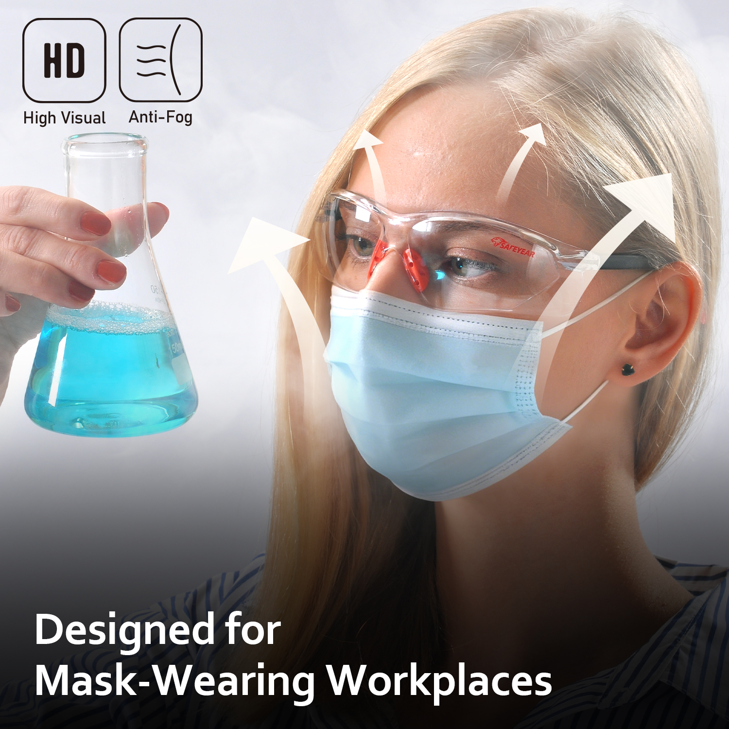 Промышленные защитные очки высокой четкости зрения SG003 Оранжевые