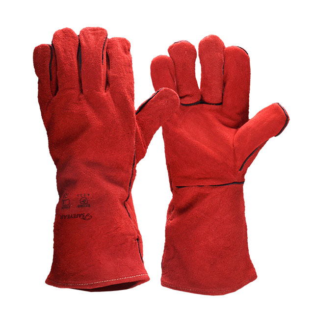 Кожаные рабочие перчатки сварщика FS-H24 Red