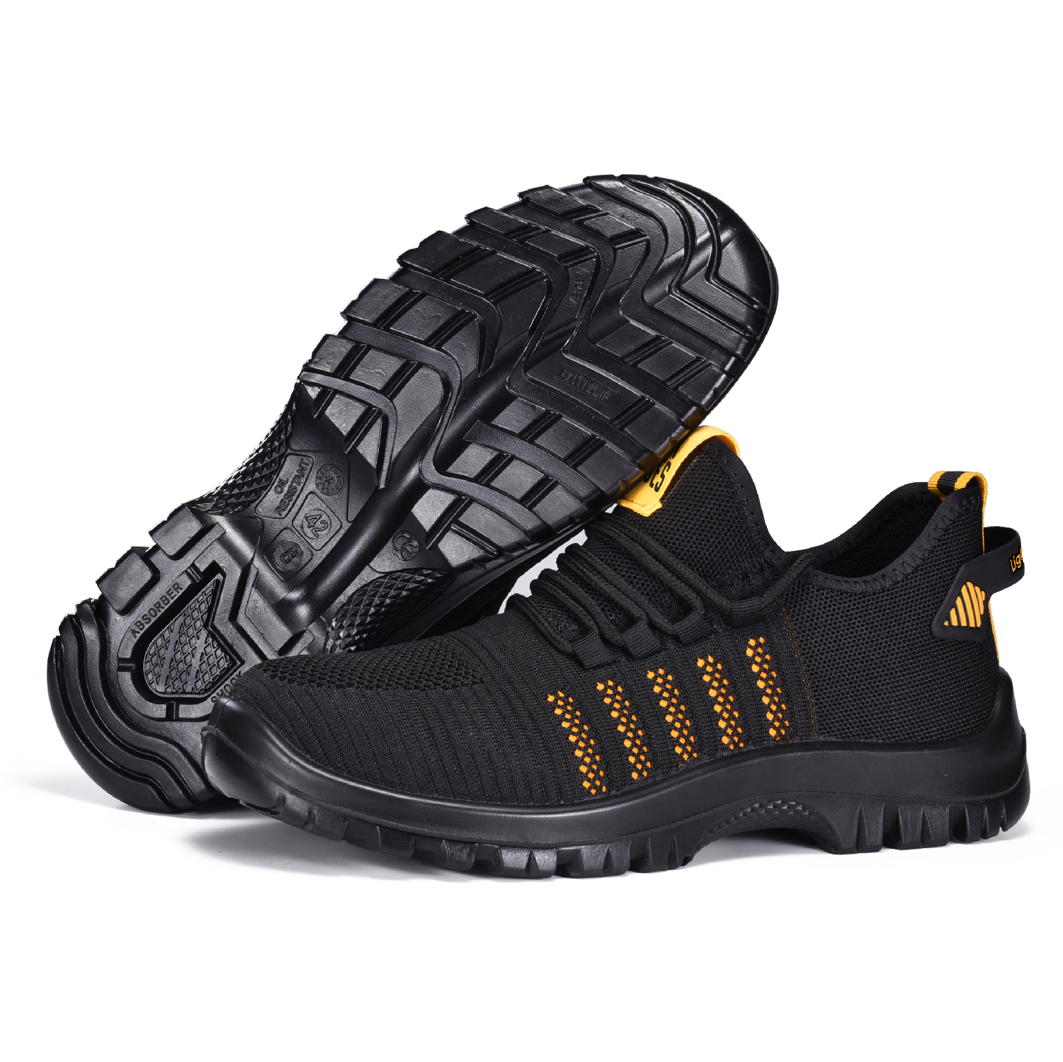 Легкие и дышащие летние рабочие туфли без шнуровки L-7540 Желтый