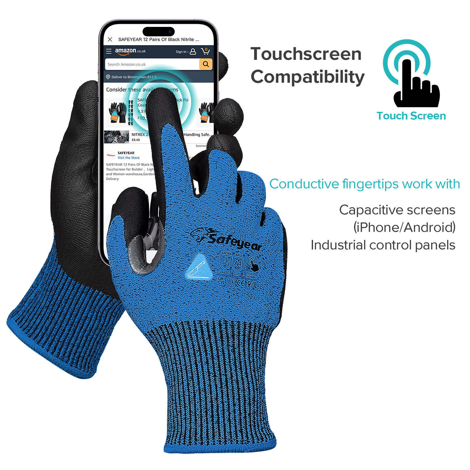 Перчатки для строительных работ Устойчивые к порезам защитные рабочие перчатки PD8045 Синие