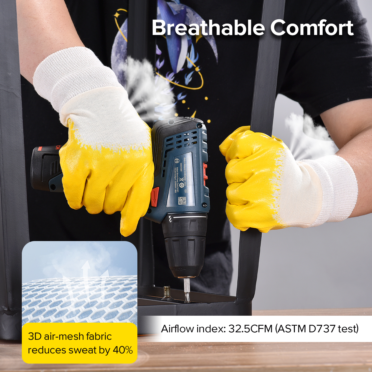 Промышленные рабочие перчатки с нитриловым покрытием FD1289 Желтые