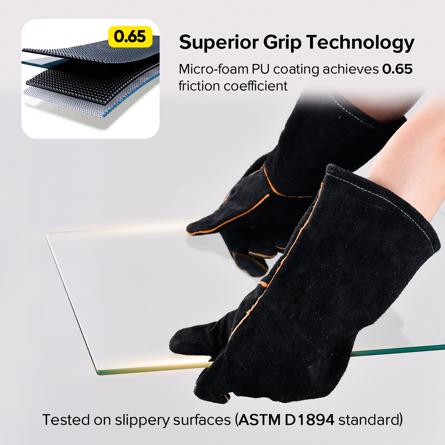 Кожаные рабочие перчатки для сварщиков S-H24 Черные